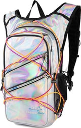 Hydration Backpack Pack with Cool Lights, 2L Water Bladder, Lightweight Bag for Running, Hiking, Bike, Climbing, Music Festival Essential, and Rave
