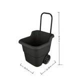 15 Gallon Rolling Garden Cart, Durable Resin Multi-Purpose Yard Cart, Retractable Handle and 7 Inch Wheels, Outdoor Utility Cart for Gardening, Lawn and Home Hauling (Black)