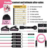 Resistance Bands with Handles for Women, 5 Level Exercise Bands Workout Bands for Physical Therapy, Yoga, Pilates, Door Anchor, Storage Pouch