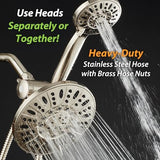 AquaDance for California - 7" Premium High Pressure 3-Way Rainfall Combo for Best of Both Worlds - Enjoy Luxury 6-Setting Rain Showerhead and Hand Held Shower Separately or Together - Nickel Finish