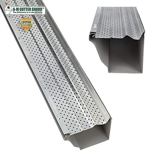 A-M Gutter Guard - Heavy Duty Lifetime Quality Aluminum Leaf & Debris Protection for 5-inch and 6-inch (5 Inch-100 Feet, Mill Finish) - Made in The USA