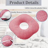 Wuronsa Ear Piercing Pillow for Side Sleepers, Pillow with an Ear Hole for CNH and Ear Pain Ear Inflammation Pressure Sores, O-Shaped Side Sleeping Pillow, Ear Guard Pillow(Pink)