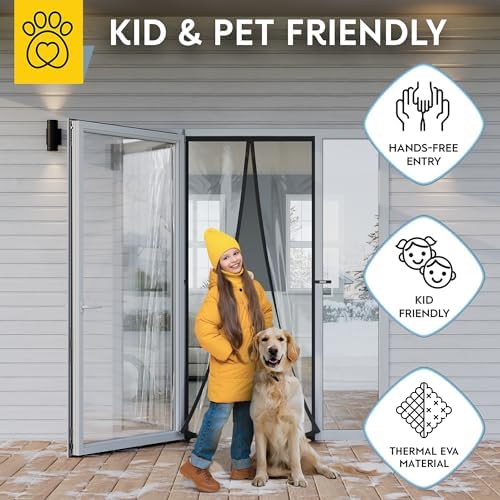AUGO Magnetic Thermal Insulated Door Curtain - Transparent EVA Door Cover for Winter- Keeps Warm Air in and Cold Air Out - Home Winterizing Products - Patent Pending Keep Open Feature - 34 x 81 Inch