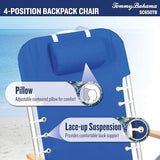 Tommy Bahama Hi-Boy 17" Seat Height 4-Position Lace-Up Suspension Folding Backpack Beach Chair, 2-Pack, Logo Stripe
