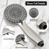 Briout Shower Head with Handheld, 5-Settings Showerhead High Pressure Powerful Water Spray Shower Head Set with 59 Inch Stainless Steel Hose and Bracket, Brushed Nickel