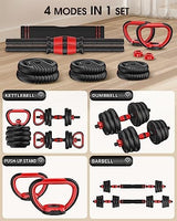 Adjustable Dumbbells, 10/25/35/55/70/90lbs Free Weight Set with Connector, 4 in1 Dumbbells Set Used as Barbell, Kettlebells, Push up Stand, Fitness Exercises for Home Gym Suitable Men/Women