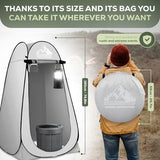 Portable Outdoor Privacy Tent Shower with Toilet, Lights - Large Pop Up Camping Bathroom Tent