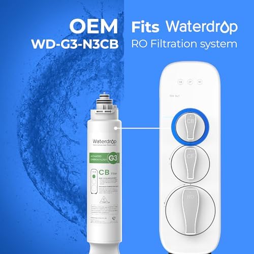 Waterdrop WD-G3-CB Filter, Replacement for WD-G3-W, WD-G3P600 and WD-G3P800-W Reverse Osmosis System, 1-year Lifetime