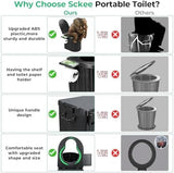 Sckee Camping Toilet, Portable Toilet for Adults, Portable Travel Floding Toilet with Lid and Paper Holder, Compact Potty for Car, Camp Toilet Portable Toilet for Camping, Hiking,Truck, RV, Beach