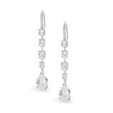 Silver Teardrop CZ Dangle Earrings Long Hook Bride Bridesmaid Wedding