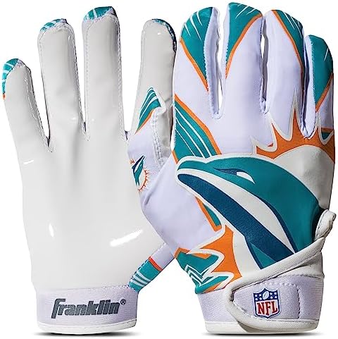 Franklin Sports Youth NFL Football Receiver Gloves - Kids Football Gloves Pair - NFL Team Logos and Silicone Palm