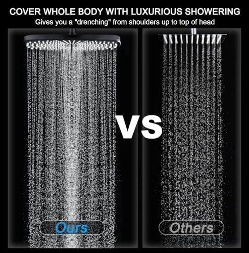 High Pressure Rain Shower Head: Upgrade Shower Heads with Handheld Spray Combo with Fixed Showerhead and 10 Sprays Handheld Shower Head, Detachable Showerheads Built-in Magnetic Docking and Power Jets