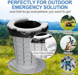 BLIKA Upgraded Retractable Portable Toilet with Cushion, 300LBS Adjustable Height Folding Toilet with Paper Holder, Travel Toilet Portable Camping Toilet, Soft Portable Toilet for Camping/Car