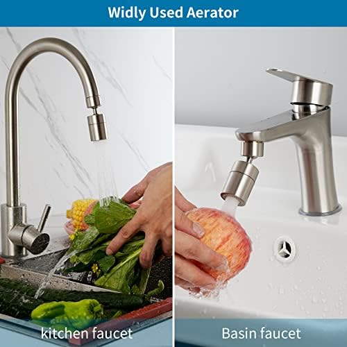 Hibbent NSF/ANSI/CAN 61 Certified Faucet Aerator, Kitchen Sink Faucet Aerator, 2 Water Flow CUPC Certification 360-degree Swivel Faucet Extender, 55/64 Inch Female Thread, Water Saving-Brushed Nickel