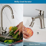Hibbent NSF/ANSI/CAN 61 Certified Faucet Aerator, Kitchen Sink Faucet Aerator, 2 Water Flow CUPC Certification 360-degree Swivel Faucet Extender, 55/64 Inch Female Thread, Water Saving-Brushed Nickel