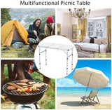 Folding Camping Table with Storage Net, 3ft Camping Table Aluminum Folding Table with 3 Adjustable Height Max 27.1 Inch, Portable, for Outdoor Backyard BBQ, Silver