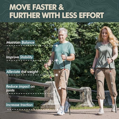 GPTCAMP Nordic Walking Stick, TPZ-1, 2pc Folding Collapsible Hiking Poles with Metal Quick Lock, Cork Handle, Lightweight 7075 Aluminum Trekking Poles for Seniors Women Men Hiking Gear