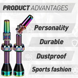 BWSHLF Tubeless Presta Valve Stem 40/44/55/60/65/80/100 mm, Super Light Alloy Presta Valve Stem Kit with Valve Core Remover Tool and Valve Stem Caps - Multiple Color and Size Options(Pair)