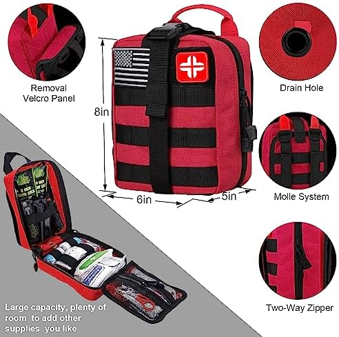 LUXMOM Survival Kit and First Aid Kit, 142Pcs Professional Survival Gear and Equipment with Molle Pouch, for Men Camping Outdoor Adventure/Gifts for Men Dad Christmas