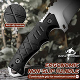 Purple Dragon Fixed Blade Knife with Kydex Sheath - D2 Steel Survival Knives for Camping, Bushcraft, Hunting - Ergonomic G10 Handle Outdoor Survival Gear Gift for Men(Black-T)