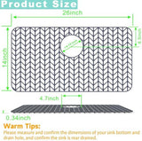 AWOKE Sink Protectors for Kitchen Sink, Kitchen Sink Protector Mat - 28.4"x15.2" Heat-Resistant Silicone Folding Non-Slip Mat for Stainless Steel Sink with Rear Drain (Grey)
