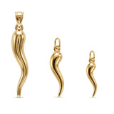 Gold Italian Horn Charm - 10 Karat Solid Gold - Cornicello Pendant