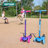 Gotrax KS1 Kids Kick Scooter, LED Lighted Wheels and 3 Adjustable Height Handlebars, Lean-to-Steer & Widen Anti-Slip Deck, 3 Wheel Scooter for Boys & Girls Ages 2-8 and up to 100 Lbs