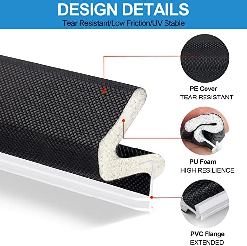 40 Feet Door Weather Stripping, Kerf Weather Stripping for Doors with Groove, Kerf Door Seal for Large Gap and Easy Installation(40, Black)