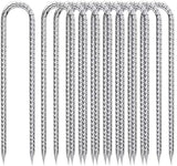 Rebar-Stakes-12-Inch-U-Shaped, Ground Stakes Heavy Duty for High Winds Galvanized Anti-Rust 10pcs Metal Stakes for Ground Heavy Duty Ground Anchors for Garden Dog Fence Chicken Coop Water Pipe