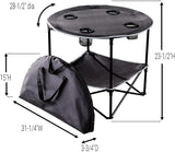 Portable Folding Picnic Table with Bench Storage for Tailgating - Black