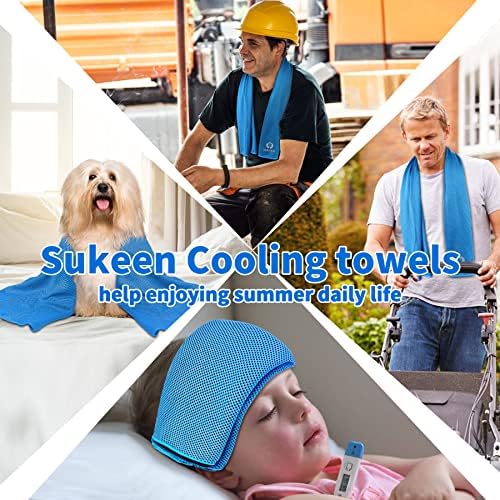 Sukeen [4 Pack] Cooling Towel (40"x12"),Ice Towel,Soft Breathable Chilly Towel,Microfiber Towel for Yoga,Sport,Running,Gym,Workout,Camping,Fitness,Workout & More Activities (Sky Blue)