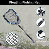 PLUSINNO Floating Fishing Net for Steelhead, Salmon, Fly, Kayak, Catfish, Bass, Trout Fishing, Rubber Coated Landing Net for Easy Catch & Release, Compact & Foldable for Easy Transportation & Storage