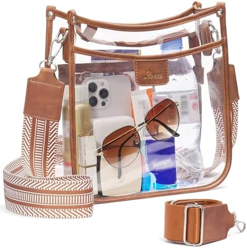 3 Pockets Large Clear Bag for Stadium Events with 2 Long Straps Purse for Women Crossbody Bag Concert Stadium Approved