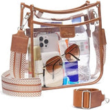 3 Pockets Large Clear Bag for Stadium Events with 2 Long Straps Purse for Women Crossbody Bag Concert Stadium Approved