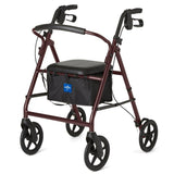 Medline Lightweight Aluminum Rollator Walker for Adult Mobility Impairment, Burgundy, 300 lb. Weight Capacity, 8" Wheels, Foldable, Adjustable Handles, Walker for Seniors