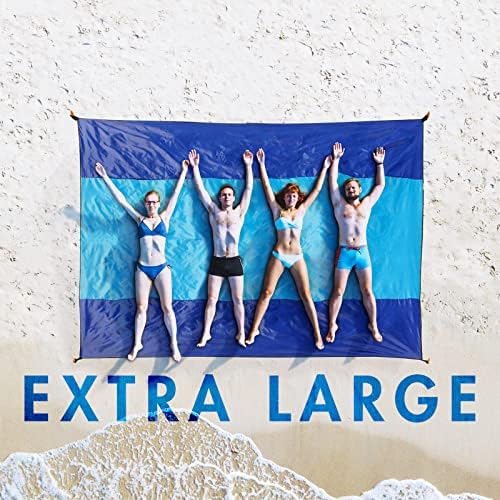 MIULEE Beach Blanket Waterproof Sandproof, Extra Large 110" x 114" Beach Mat Oversized for 5-8 Adults, Portable Lightweight Outdoor Blanket with 4 Corner Pockets for Hiking, Picnic, Travel, Camping