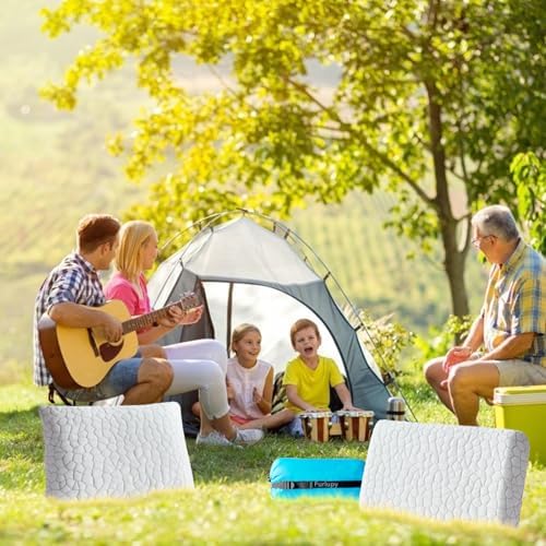 Small Cooling Shredded Gel Memory Foam Pillow，Camping Pillow Travel Pillow- Adjustable for Contoured Support -Portable Ideal for Backpacking, Camping, Travel, Car, Airplane,Office Nap