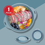 Collapsible Camping Bowl 88oz Collapsible Silicone Salad Bowl Large Silicone Bowl for Outdoor Hiking Travel Storage and Mixing(Light Blue)