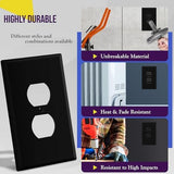 ENERLITES Duplex Receptacle Outlet Wall Plate, Jumbo Electrical Outlet Covers, Oversized 1-Gang 5.51" x 3.50", Polycarbonate Thermoplastic, 8821O-BK-10PCS, Glossy Finish, Black, 10 Pack