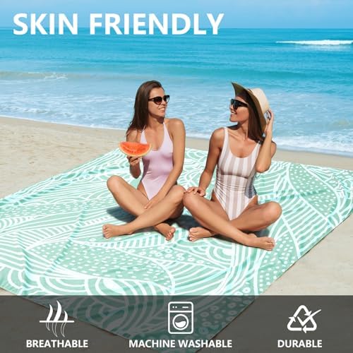Beach Blanket Waterproof Sandproof Extra Large Beach Mat 79" X 83"/120"x108"for 1-8 Adults Quick Drying Durable Outdoor Picnic Mat for Beach Travel Camping Hiking
