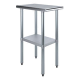 AmGood 24 in. x 15 in. Stainless Steel Work Table with Wheels | Metal Kitchen Food Prep Table | NSF