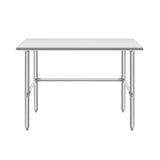Hally Open Base Stainless Steel Table 24 x 48 Inches, NSF Commercial Heavy Duty Prep & Work Table with Galvanized Legs for Restaurant, Home and Hotel