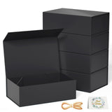 RYDDOY 5 Pack Black Gift Box, 9.5x6x3'' Gift boxes for Presents with Lids Magnetic Closure Rectangle Collapsible for Groomsman Proposal Box, Wedding, Christmas, Halloween, Birthday Gift Packging
