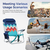 ALPHA CAMP Beach Chairs Set of 2 with Cooler Bag 4 Position Classic Lay Flat Folding with Backpack Straps Support 250LBS (Sky Blue)