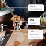 Moen Essie Spot Resist Stainless Pulldown Sprayer Kitchen Sink Faucet Set with Modern Pump Soap Dispenser, 87014SRS