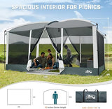 Screen House Tent 13x9ft Screen Room Mesh Gazebos w/ 2 Magnetic Doors, Included Projection Screen, Camping Tent Screened Canopy Shelter for Outdoor Patios Backyards Activities