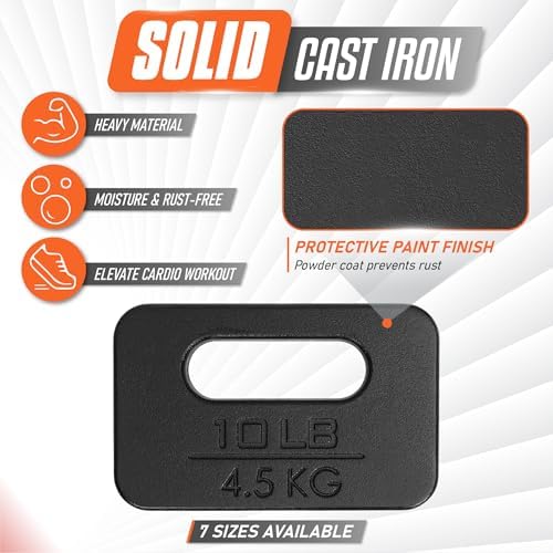 Yes4All Cast Iron Ruck Weight, Weighted Plate for Rucking, Swings, Squat, Strength Training - Multiple Weights: 10LB to 45LB
