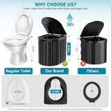 Portable Toilet, Upgraded 15'' toilet With Removable Paper Holder, Camping Toilet With A Load Capacity Of 450 Lbs, Portable Potty for Camping, Hiking, Road Trip, Car, RV, Tent, Beach, Truck Drivers