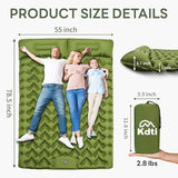 Double Inflatable Sleeping Pad for 2 Person - Ultralight Air Mattress with Built-in Foot Pump, Durable Waterproof Camping Pad for Couples, Backpacking, Hiking (Green)