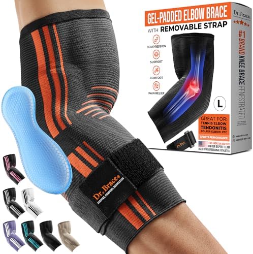 DR. BRACE® Elite Elbow Brace Support, Breathable Elbow Compression Sleeve with Gel Pad for Golfer's, Tennis Elbow & Tendonitis Treatment & Pain Relief 2024